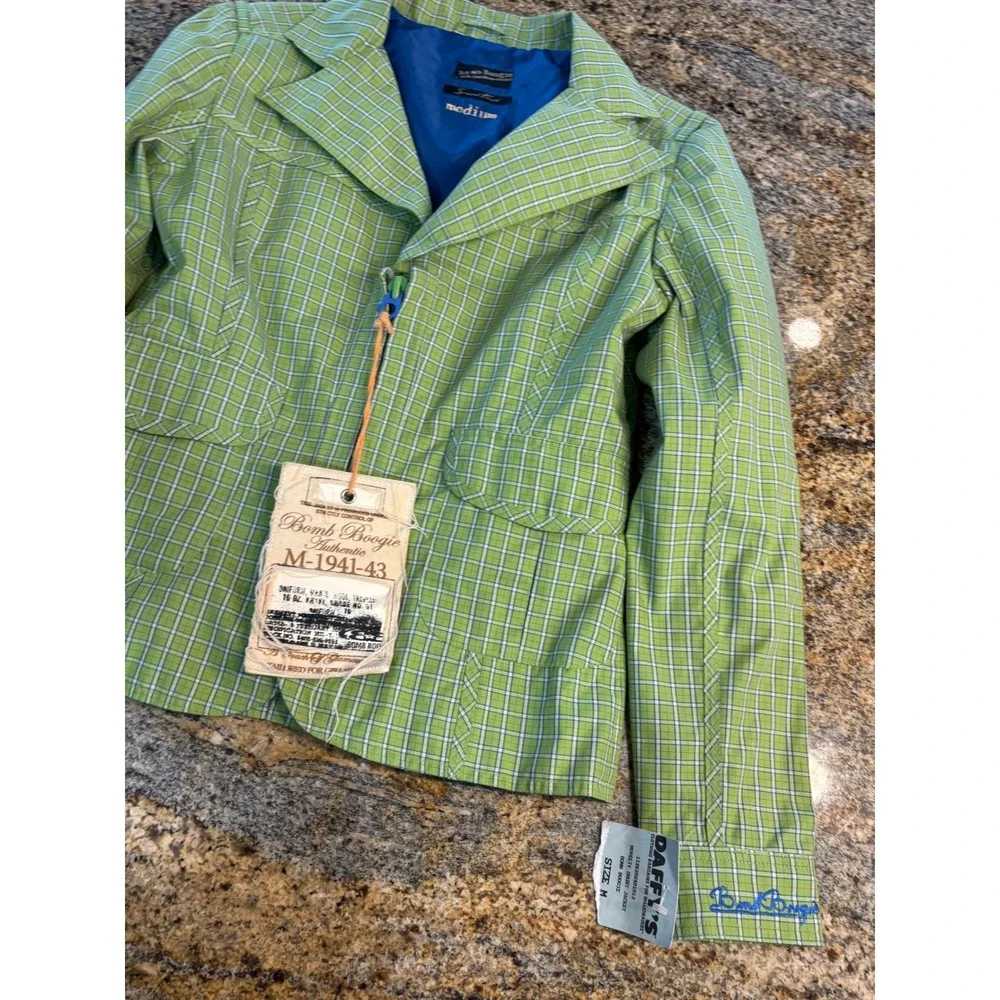NWT Bomb Boogie Authentic Plaid Blazer Jacket M194143 Green White Women's Medium
